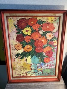 FRAMED VTG ORIGINAL OIL FLAMBOYANT & Flowery 1972? SCENE ARTIST: B Taylor - Picture 1 of 13