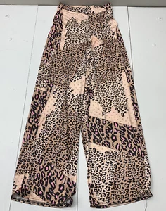 Bohoo Womene Leopard Print High waisted Wide Leg Pants Size 8 - Picture 1 of 3