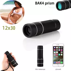 12x30 Zoom HD Monocular Spyglass W/Night Vision Mini Telescope BAK4 Optics Scope - Picture 1 of 12