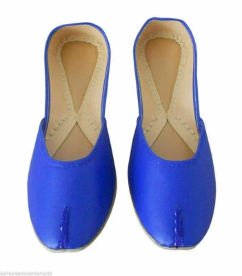 Sapatos femininos indianos feitos à mão chinelos de couro rosa sem salto jutties EUA 9,5-12 - Imagem 1 de 4