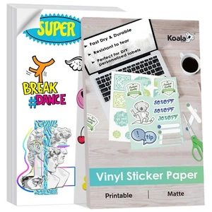 Partia Multi-size - papier do naklejek winylowych do druku KOALA, biały matowy, laser atramentowy - Zdjęcie 1 z 17