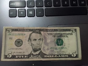 2009 5 Dollar Bill 4 Pairs Also SOLID QUAD Serial Number JB 11112255 A - Picture 1 of 5