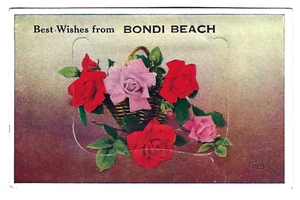 VALENTINE'S Postcard - BONDI BEACH - 9 B&W dropdown VIEWS c1950 - Picture 1 of 3