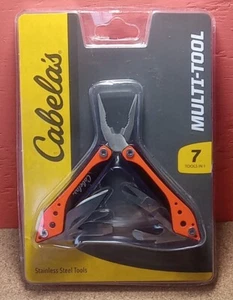 NEW BRIGHT ORANGE CABELA'S 7 IN 1 MULTI-TOOL - Picture 1 of 6