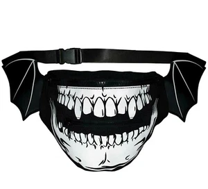 Kreepsville 666 Skull Hip Pouch Fangs Bat Wings Fanny Pack Punk Gothic Halloween - Picture 1 of 3