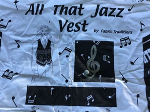 All that Jazz Vest Fabric Panel Cut and Sew Cotton SML Music Glitter - Picture 1 of 2