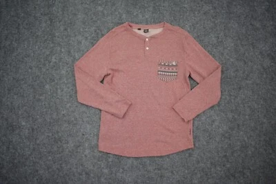 Volcom Sweater Adult Medium Red White Stone Long Sleeve Henley Pullover Mens - Image 1 of 4