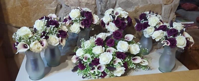 Ramo de novia en cascada, 5 ramos redondos de damas de honor, ramo de 1 lanzamiento Foto 1 de 4