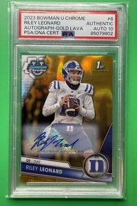 2023 Bowman University Chrome Gold Lava /50 Riley Leonard Authentic PSA Auto 10 - Picture 1 of 3