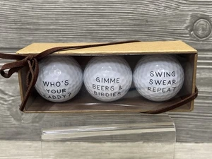 Mud Pie Set of 3 Humorous Golf Balls Who’s Your Caddy Set Gift for Golfer - Picture 1 of 7