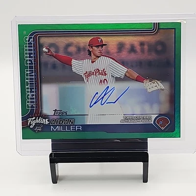 Aiden Miller 2025 Topps Pro Debut Green Foil Auto Rookie Card #43/99 Phillies - Image 1 of 4