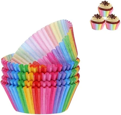 100 Stück Muffin Backformen Cupcake Wrapper Regenbogen Papier Fällen Liners - Bild 1 von 4