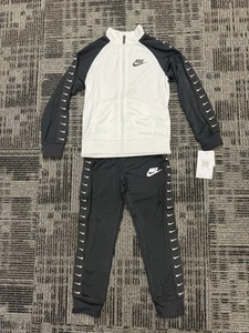 NWT Nike Boy’s 2 Piece Jogging Tricot Set Black & White Tracksuit Size 6 - Picture 1 of 8