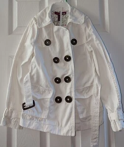 Epic Threads Jacket Girls S Small White Cotton Trench Double Button Pocket Belt - Picture 1 of 17