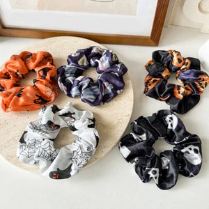 Scrunchies Halloween Goth Gothic Spider Bats Skulls Hair Tie Accessories DIY - Picture 1 of 23