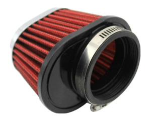 2Pcs Red 2.15in Metal Round Tapered Car Air Intake Filter Kit Auto Accessories