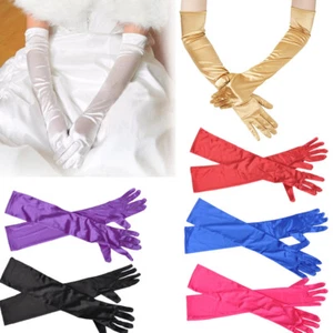 Opera Party Bridal Evening Dress Gloves Women 1920s Satin Costumes Elbow Length - Picture 1 of 12
