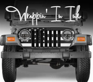 Grill Wrap Subdued American Flag Vinyl Graphics for Jeep Wrangler 1997-2006 - Picture 1 of 3