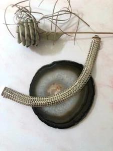 Pulsera flexible de malla cúpula tejida de plata esterlina 0,925 7" 25,7 gr - Imagen 1 de 5