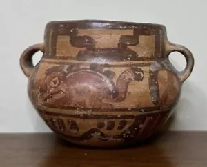 VORKOLUMBIANISCHE MAYA BEMALTES ZWEIGRIFFGEFÄSS MIT AFFEN Nachlasssammlung - Bild 1 von 19