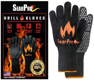 SearPro BBQ Grill Gloves Cooking Oven Mitts Fire Heat Resistant to 1400 Degrees - Picture 1 of 10