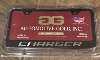 DODGE CHARGERLicense Plate Frame Stainless Steel Black- Au-Tomotive Gold - Image 1 of 2