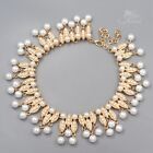 Damskie złote perły charmsy kołnierz choker naszyjnik ryczący lata dwudzieste design biżuteria 7