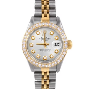 Rolex Ladies TT Datejust Silver Diamond Dial Diamond Bezel Jubilee Band Watch - Picture 1 of 3