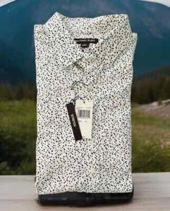 NWT-Michael Kors Men’s Long Sleeve Shirt White Patterned XL Slim Fit MSRP $98 - Picture 1 of 9