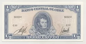 Chile 1/2 Peso ND Pick 134A.a UNC Uncirculated Banknote - Picture 1 of 2