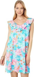 Lilly Pulitzer Alessa Dress for Women - Ruffled Layered Neckline Size Small - Afbeelding 1 van 5