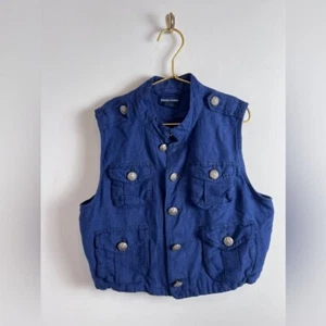 Ralph Lauren Girls Navy Blue Vest Size 16 Linen Blend - Picture 1 of 14