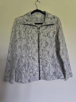 Chaqueta mediana para mujer Cathy Daniels cremallera completa estampado de encaje bolsillos delanteros Foto 1 de 4