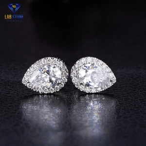 1.55 TCW Round & Pear Cut Moissanite Diamond Earring White Gold 10k Labstone - Picture 1 of 3