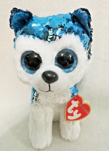 Ty Flippables Slush The Husky Pailletten Plüsch 7 Zoll Neu mit Etikett - Bild 1 von 7