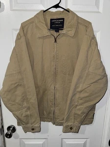 Abercrombie & Fitch Jacket Mens Medium Tan Canvas Full Zip Utility Workwear - Picture 1 of 11