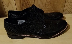ZAPATO STACY-ADAMS HOMBRE TALLA 14 MADISON ANACONDA ESTAMPADO CUERO NEGRO 00055 USADO - Imagen 1 de 10