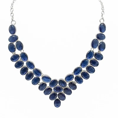 Blue Tanzanite Gemstone Handmade 925 Sterling Silver Jewelry Necklace Sz-18" - Image 1 of 4