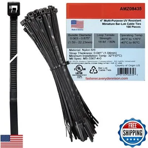 Bar Lok 4" Zip Krawatten - 100 Stück, schwarz - Made in America - Wetter, UV und ich - Bild 1 von 5