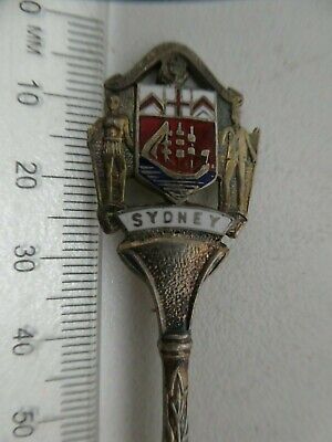 Vintage Silver Plated Enamel Epns Souvenir Tea Spoon Sydney Coat Of Arms Bridge • 10$