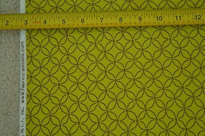 35" Long, Brown Intersecting Circles Lime Quilt Fabric, Fabric Traditions, C2479 - Image 1 of 4