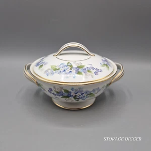 Vintage Noritake Japan Ramona 5203 Sugar Bowl with Lid Blue Floral Gold Trim - Picture 1 of 9