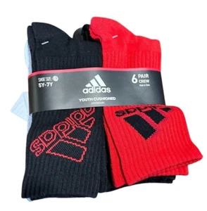 Boys Adidas Socks Crew Athletic Multi-Colored Size 5Y-7Y New - Picture 1 of 3