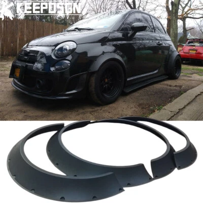 For Fiat 500 Abarth 4PCS Set Fender Flares Wide Body Kit Wheel Arches Protector - Image 1 of 4