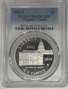 2001-P Capitol Visitor Center Silver Commemorative Dollar PCGS PR69 DCAM - Picture 1 of 2
