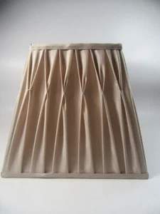 Laura Ashley Fenn Square Silk Satin Pinch Pleated Pale Gold Lampshade - 26cm - Picture 1 of 14