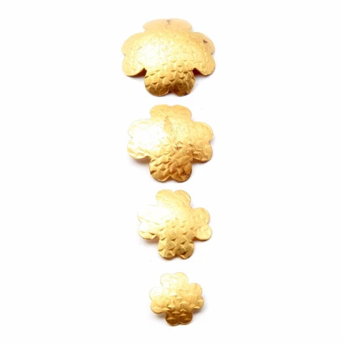 Set (4) Deco Czech Arts and Crafts gold plated 4 leaf clover metal pin buttons Cover