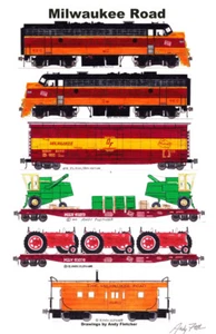 Póster de ferrocarril de 11""x17"" de tren de carga por carretera de Andy Fletcher firmado - Imagen 1 de 1