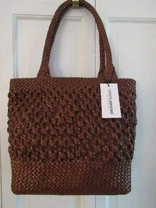 Borsa Roberto Pancani in pelle intrecciata Nodo - Cognac - Nuova con etichetta - Italia - $430 - Foto 1 di 9