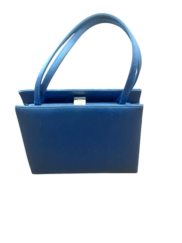 LAMBERSTON TRUEX 丝绸缎蓝色小号盒装双手柄晚装包钱包 — 第 1/4 张图片